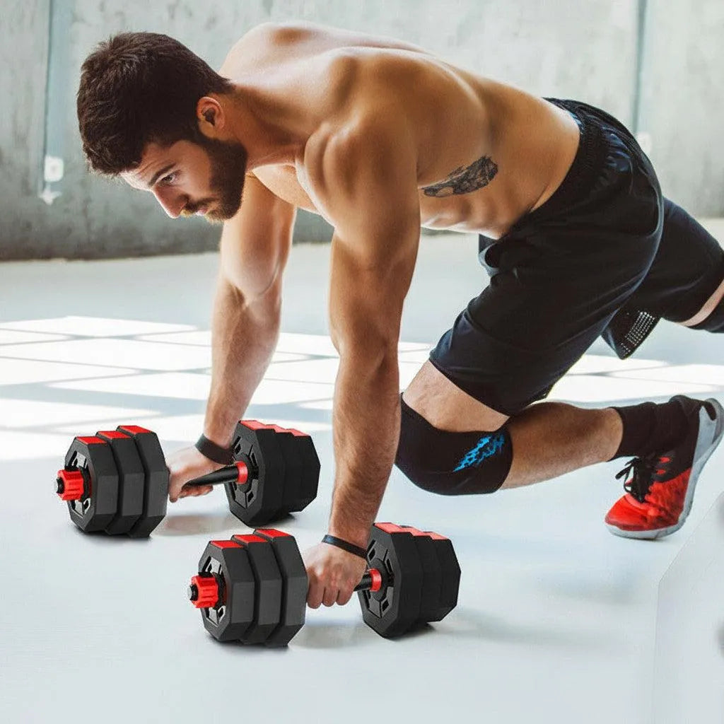 Octagonal Adjustable Dumbbell & Barbell Set (10kg-40kg) | Yolo-Fitness-Fitness-YOLO Fitness