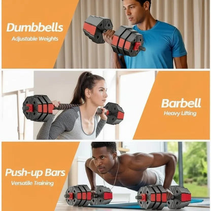 Octagonal Adjustable Dumbbell & Barbell Set (10kg-40kg) | Yolo-Fitness-Fitness-YOLO Fitness
